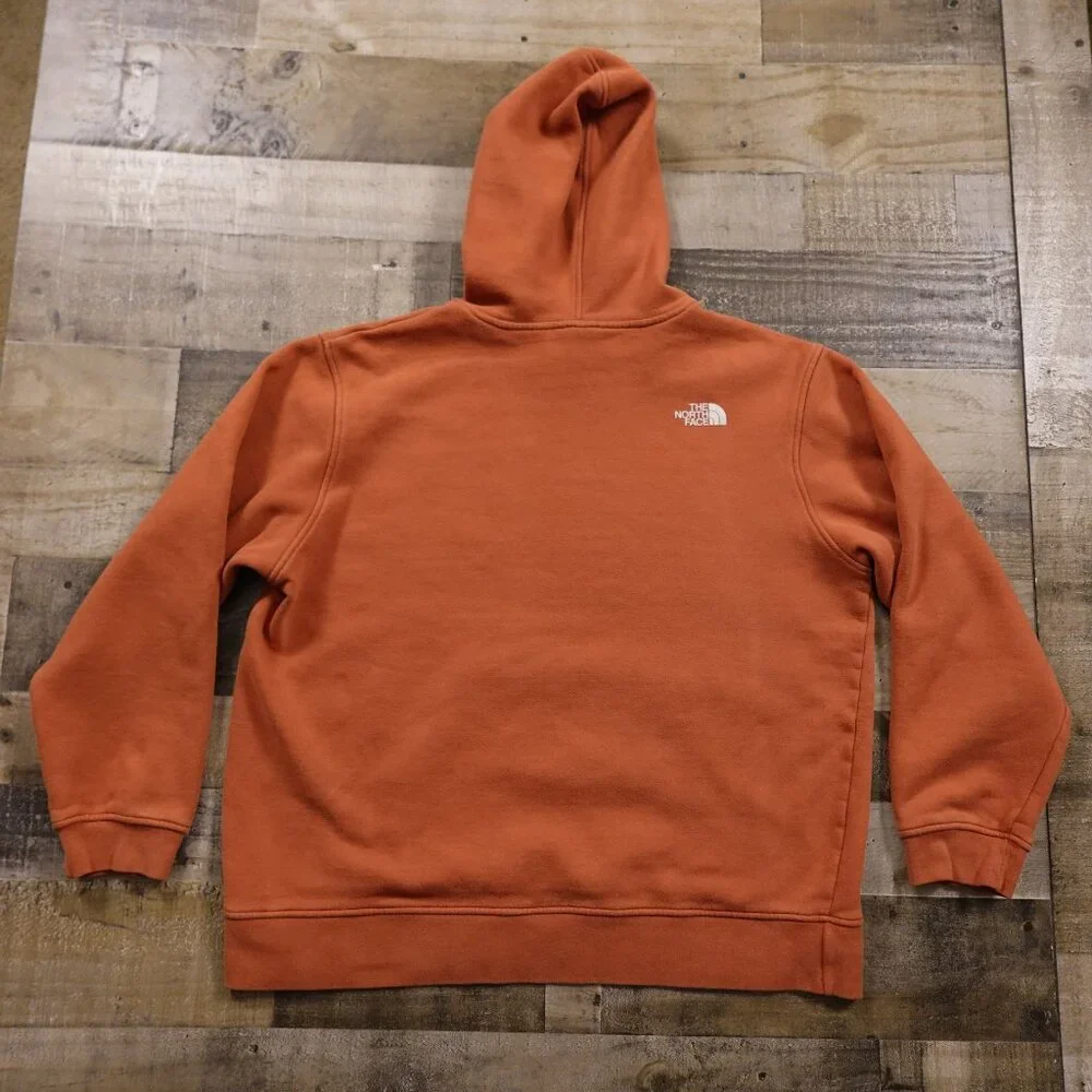 The North‎ Face Pullover Hoodie Men’s XXL Rust Orange Logo Fleece Sweatshirt